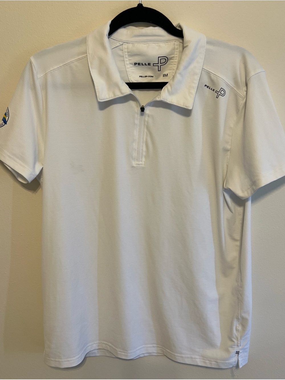 Pelle P Quarter Zip white stylish and sleek polo shirt, Swedish designer Size M